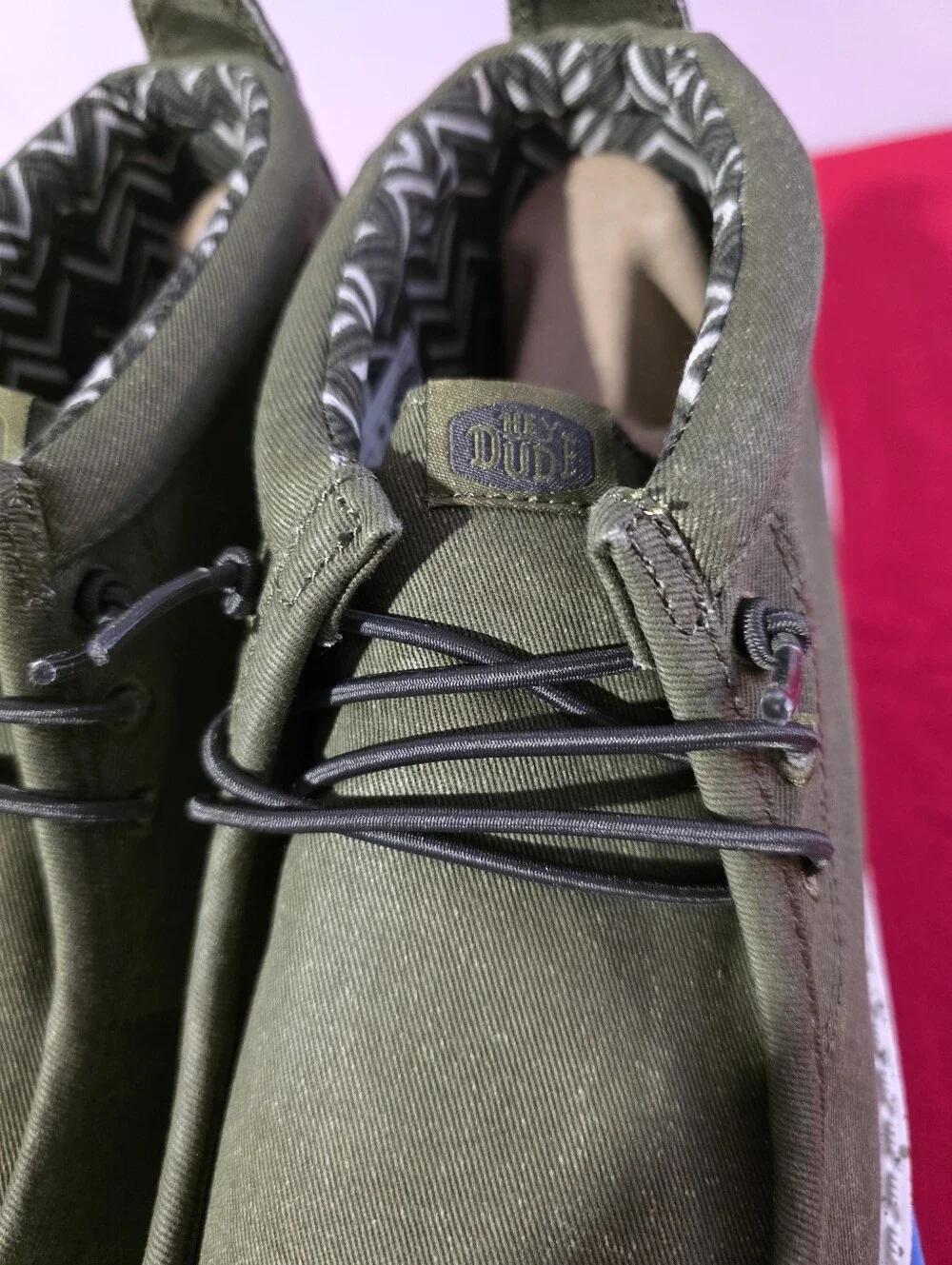 Hey Dude Olive Canvas Boots with White Speckled Sole
